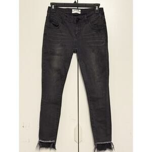 One Teaspoon Freebird II Black Distressed Raw Hem Skinny Denim Jeans - Size 27